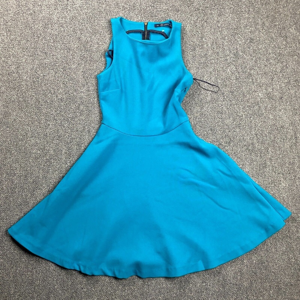 Zara Dress Women's Small Blue A-Line TRF Collection Sleeveless Polyester Blend